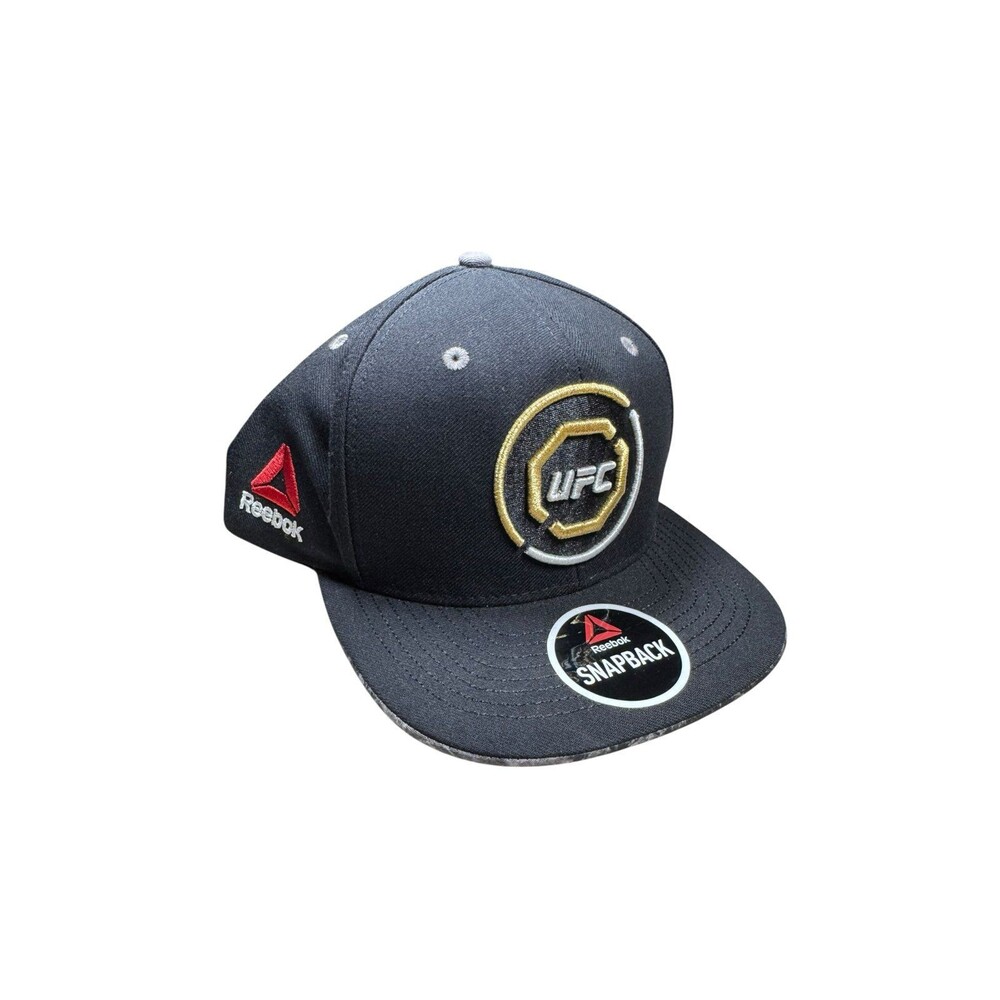UFC Reebok Black Logo Flat Brim Snapback OSFA MMA Hat New